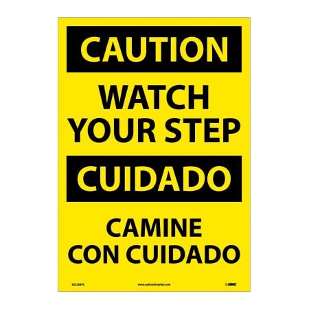 National Marker Co Bilingual Vinyl Sign - Caution Watch Your Step ESC203PC